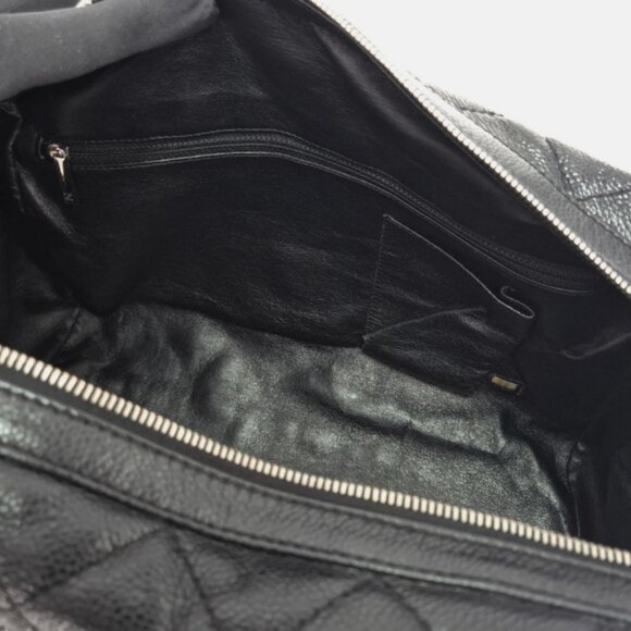 Authentic CHANEL CC Logo Caviar Quilted Duffle Travel Bag Boston Bag Bowler - Picture 8 of 12